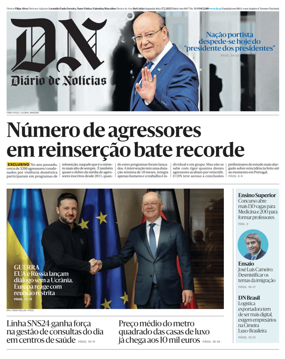 Prima-pagina-Diario de Noticias-edizione-di-oggi-20250217